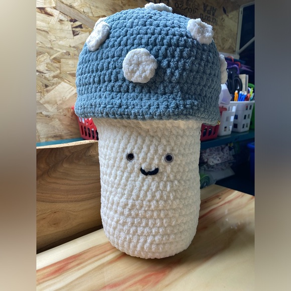 Handmade Crochet Mushroom Accent Pillow - Picture 8 of 8